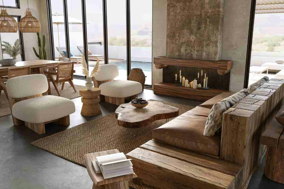 Ecco come il legno e la pietra stanno riscaldando case e salotti con stile questo autunno